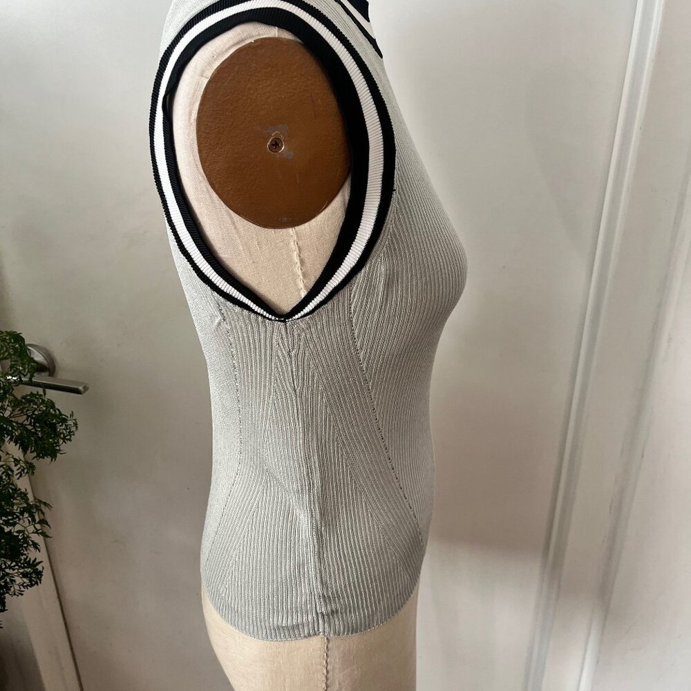 RAG & BONE Priya Metallic Striped Silver Knit Sleeveless Sweater Tank Top Size S - Picture 4 of 10